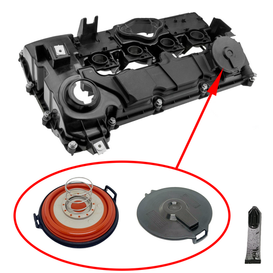 BMW N43 Ventildeckeldichtung Kurbelgehäuseentlüftung Reparaturset Membrane, Deckel und Feder
